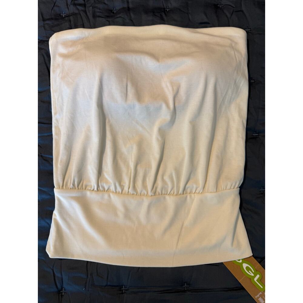 NWT OGL Off White Cream Lyocell Bandeau Banded Hem Built In Brami Bra Top S $45 - Picture 2 of 7
